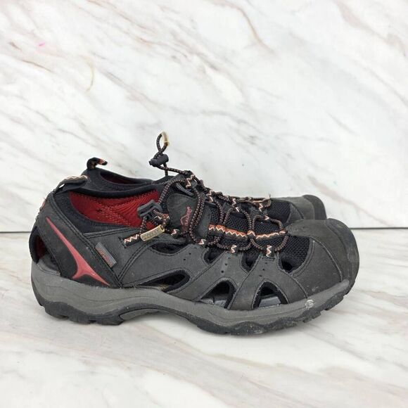 Eddie Bauer Men's Black Leather Adjustable Fit Outdoor Sandals Size 9‎ - Picture 1 of 5